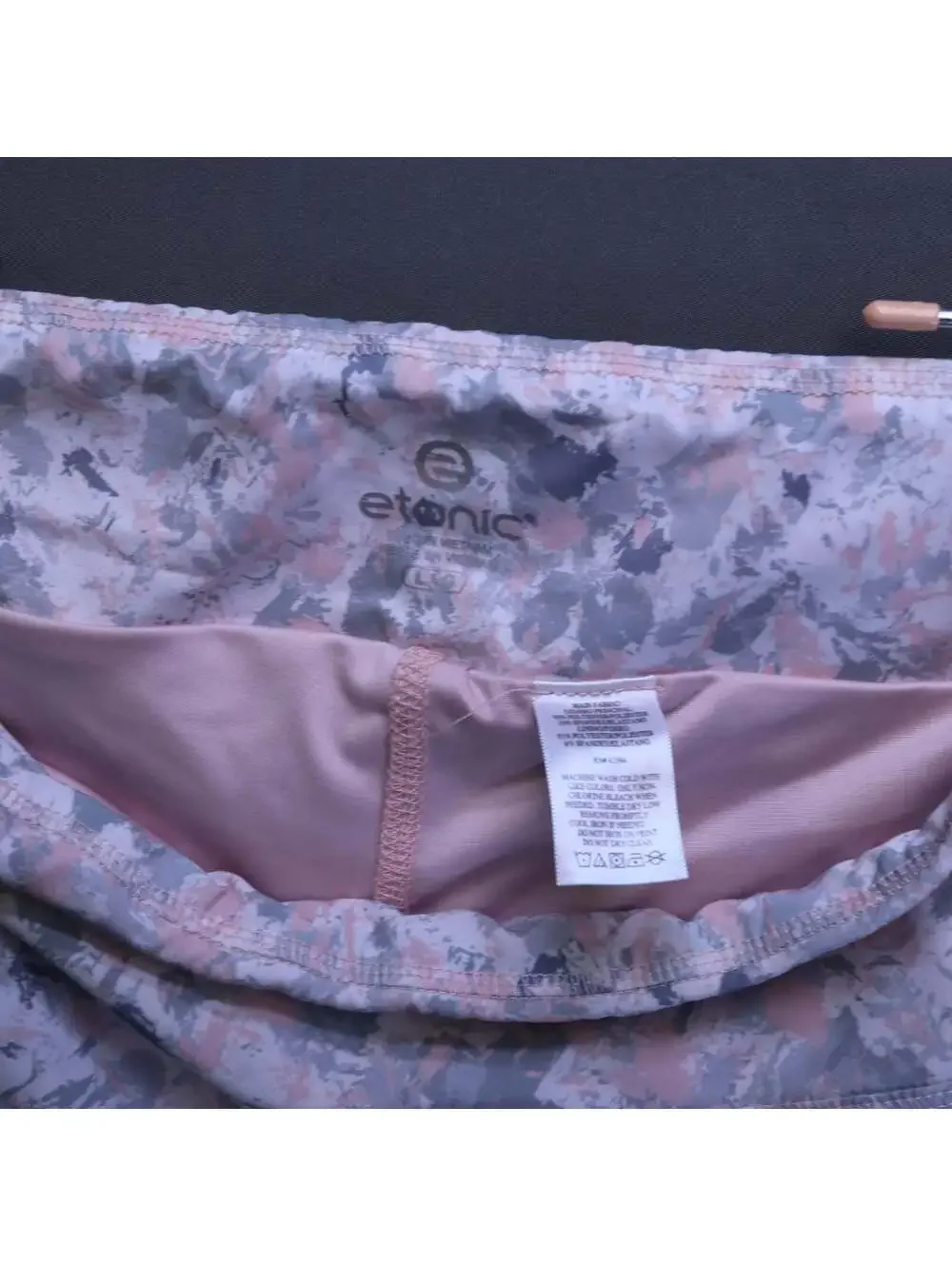 Etonic Tennis Skort Skirt Womens Large Pink Gray Camo Pleated Built-in Shorts